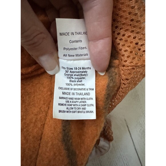 Plush Tiger Costume Sz 18-24 Mth, One Piece Zip-Up, With Hood & Tail - Picture 3 of 11